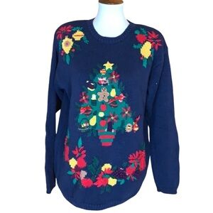 Vintage Bryn Connelly Christmas tree pullover sweater Size Large